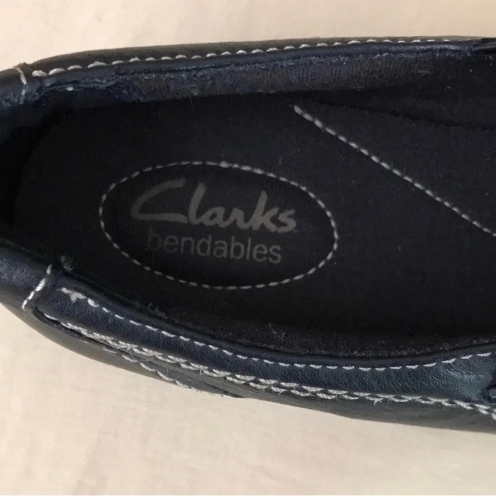 ♣️Clarks Ashland Alpine Bendable Black Leather Slip On Comfort Loafer Shoes 9M - Picture 6 of 8